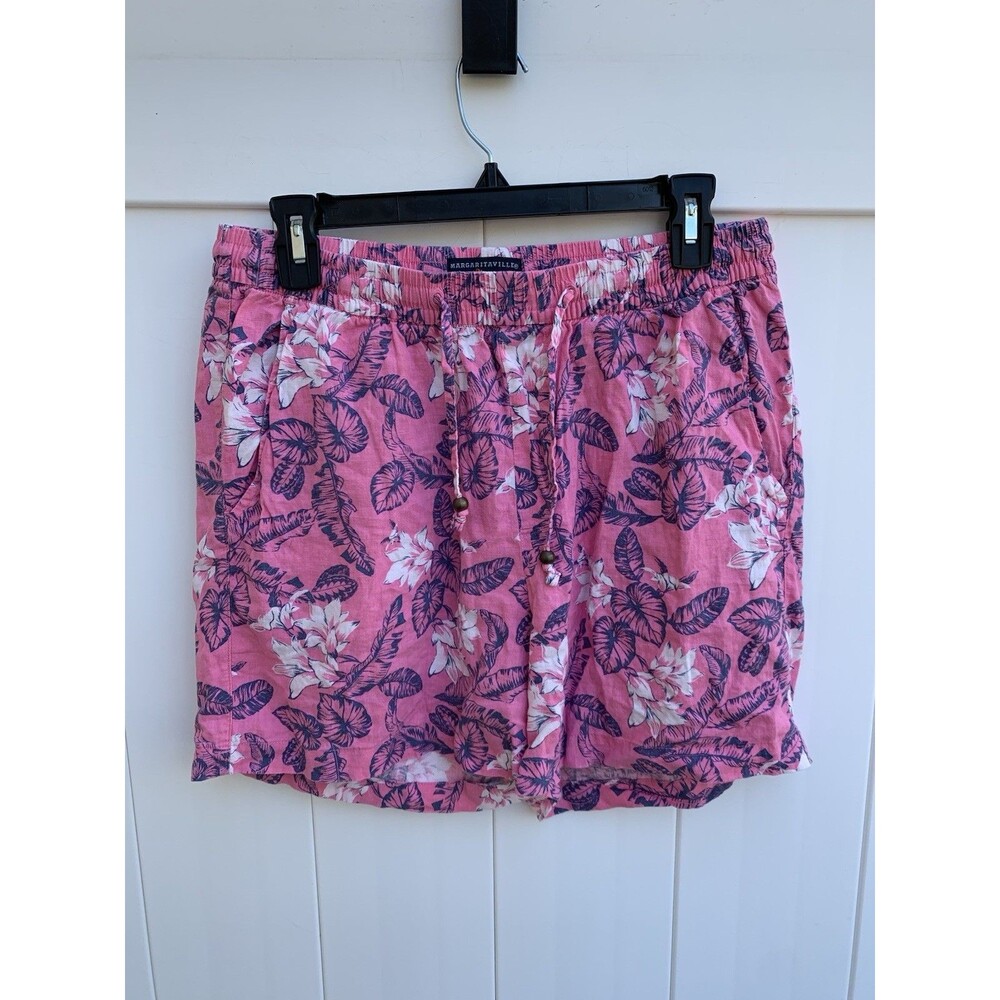Margaritaville Island Reserve Linen Shorts Womens Medium Pink Floral